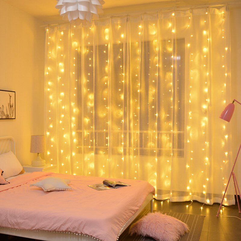 Guirlande lumineuse rideau à lumière féerique USB, décoration de noël, noël, Ramadan, nouvel an