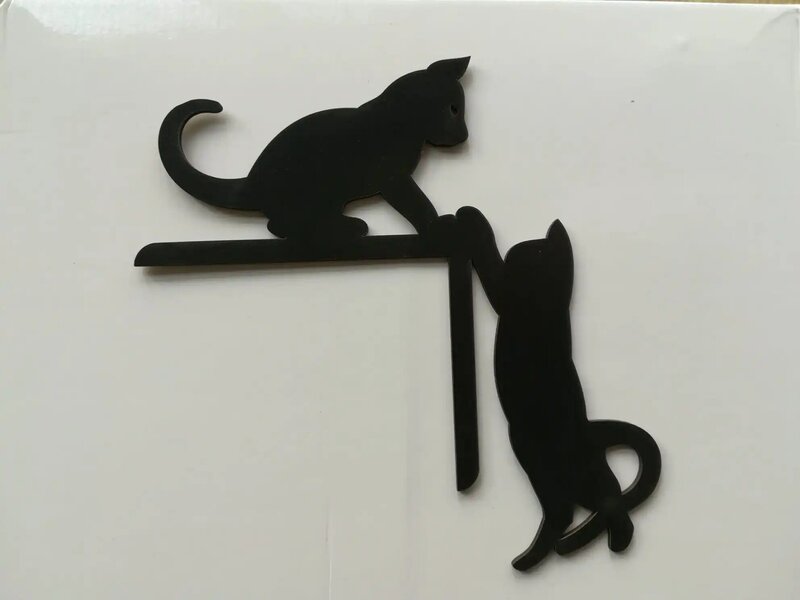 Dinding Kayu Decor-3D Kucing Menyenangkan Dipotong Laser Baru 3D Seni Kayu 22X22 Cm Pintu Modern Hitam Sisi Kanan Dekorasi Bergaya Di Dalam Ruang Anak-anak Lengket, Ruang Tamu untuk Pecinta Kucing, Hadiah Bagus Akan Menambah Keindahan Ke Rumah Anda