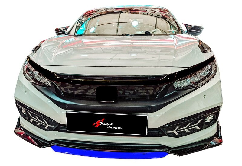 Labbro paraurti anteriore con patta Plus V2 4 pezzi per Honda Civic FC5 2016 + accessori auto ABS splitter spoiler diffusore tuning auto
