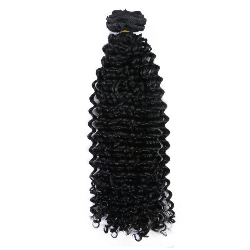 Extensiones de cabello humano con Clip de onda profunda para mujer, extensiones de cabello rizado brasileño con Clip de cabeza completa, 120g por juego