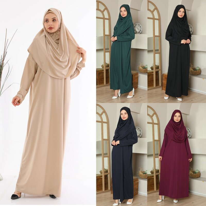 Abito Abaya da preghiera con copertura completa musulmana Freesize cotone tradizionale islamico Made in Turkey femminile sottile Awe One 1 pezzo Hijab