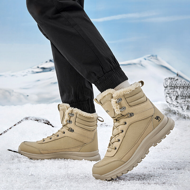 Zapatos de senderismo GOLDEN CAMEL para hombre y mujer, botas de nieve cálidas, de cuero genuino, impermeables, para acampar y escalar