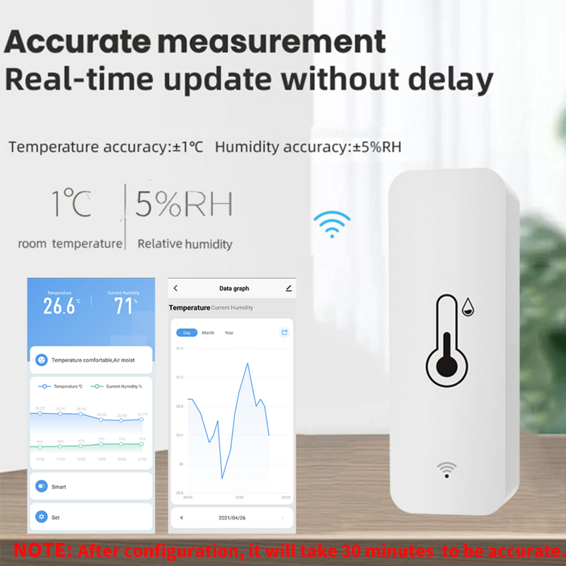 Tuya-Sensor inteligente de temperatura y humedad, Monitor remoto con aplicación WiFi para hogar inteligente, var, SmartLife, funciona con Alexa y asistente de Google