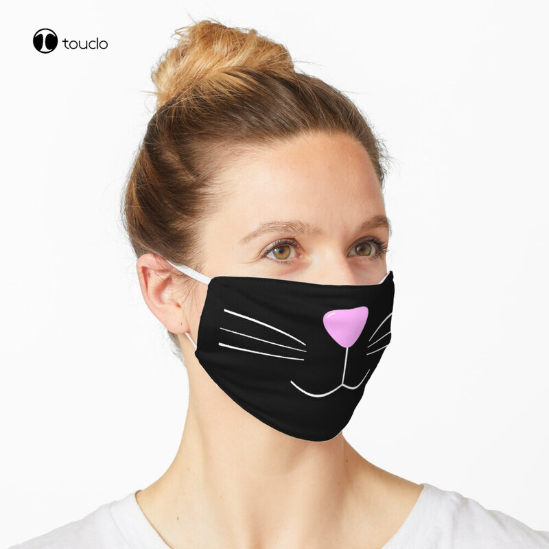 Masker Wajah Hidung Kucing Lucu Kain Saku Filter Dapat Dicuci Kembali