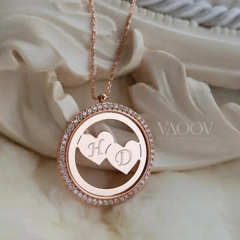VAOOV 925 Sterling Silver Personalized Heart Necklace