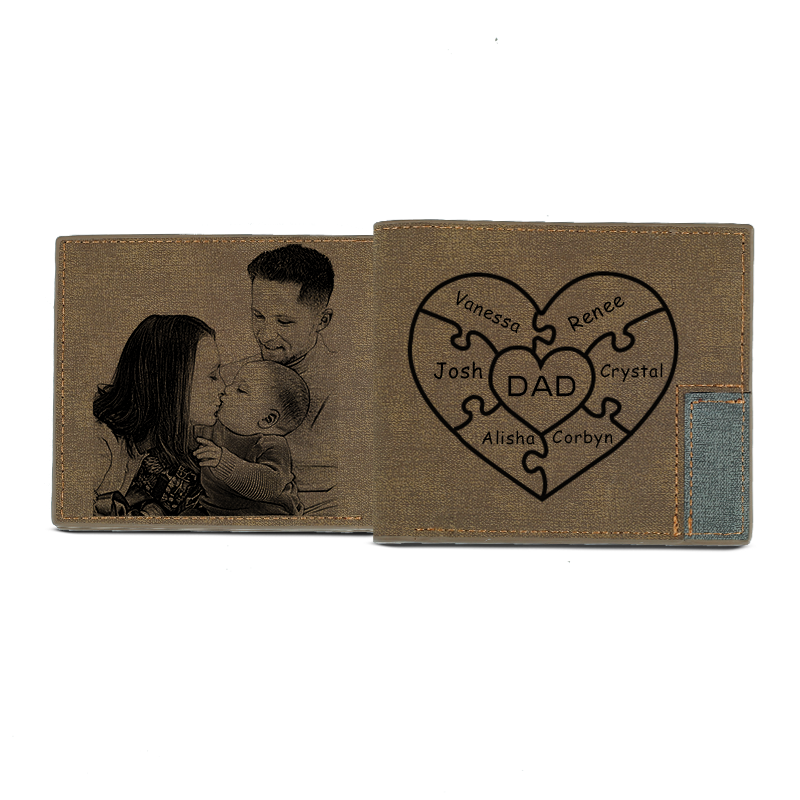 Мужской короткий кошелек без логотипа под заказ, двойной бумажник с надписью на заказ, с гравировкой фото, Молодежный бумажник, Рождественский подарок