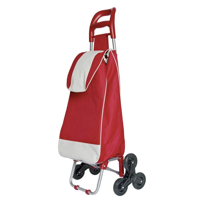Shopping cart 3 wheels, 35L, COLOR red, polyester, climb stairs, waterproof, washable
