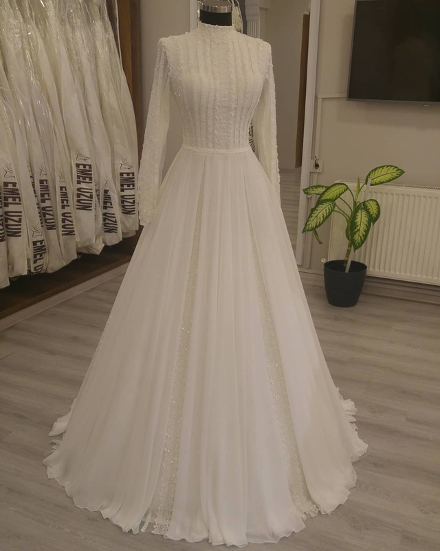 Wedding Dress Handmade Luxury 2022 High Neck Lace Sleeve Boho Gown Bridal Fashion Bohemian Haute Couture Usiba Design