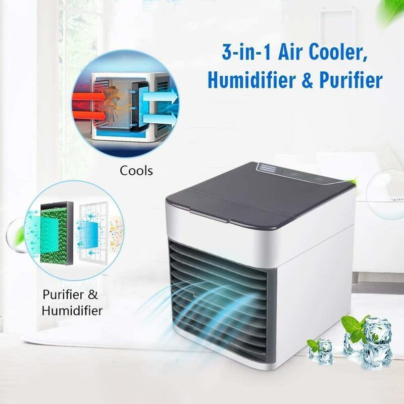 Mini condicionador de ar portátil usb cooler 10w ventilador pessoal umidificação ar para casa escritório campista