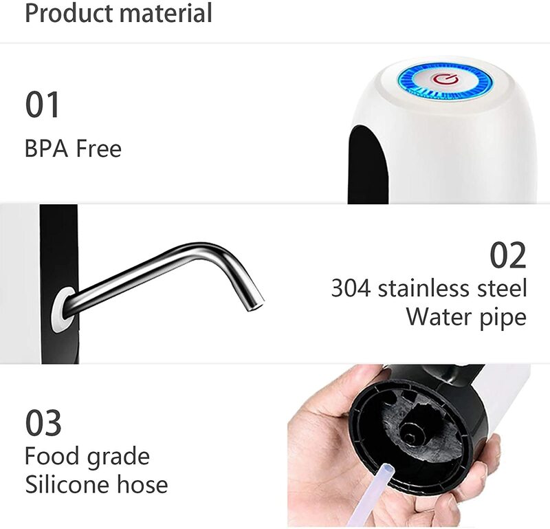 Bomba de botella de agua automática, dispensador de agua eléctrico portátil para botella de galón, bebedero para el hogar y al aire libre, carga USB