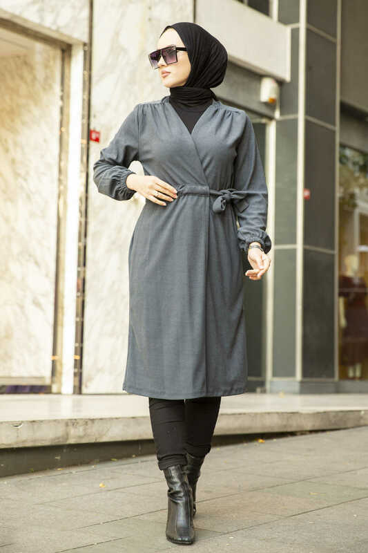 เอว Belted Hijab Kimono Cardigan ผู้หญิงเสื้อและเสื้อ Abaya Streetwear ผู้หญิงเสื้อฤดูหนาว2022เสื้อยาวมุสลิมชุด Clot