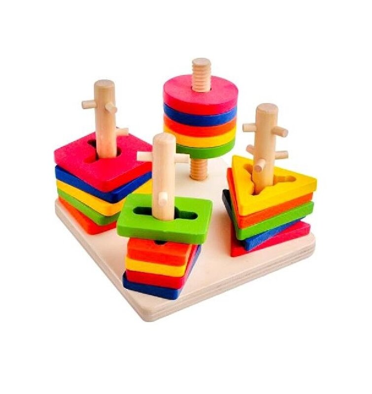 Area Intelligence-juego educativo de 4 tornillos para el desarrollo infantil, accesorio de madera con formas geométricas
