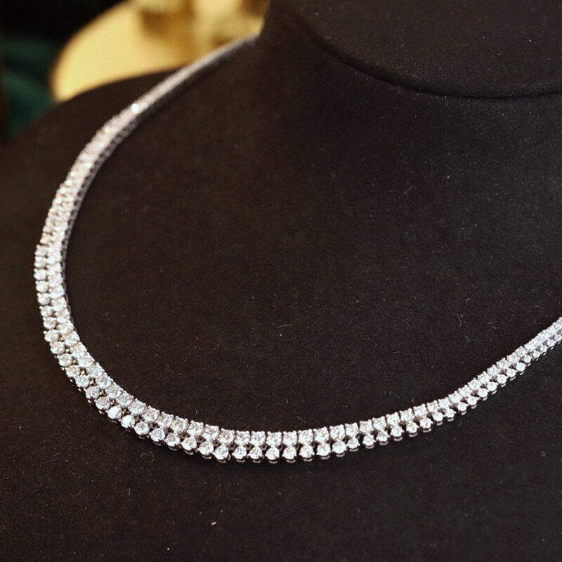 Aazuo-collar de oro blanco puro de 18K para mujer, Diamante Real de 10CT H SI, diamantes completos de lujo, regalo para fiesta de boda, banquete Senior