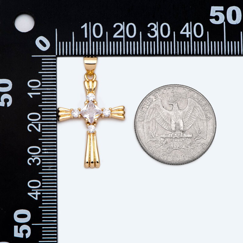 4 قطعة تشيكوسلوفاكيا معبد مطلية بالذهب النحاس الصليب قلادة لصنع المجوهرات Diy بها بنفسك اكسسوارات لوازم النتائج (GB-2703)