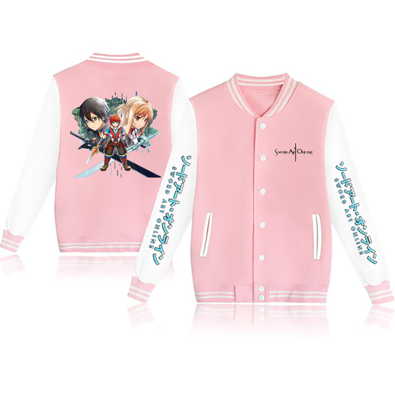 Sword Art Online Paar Baseball Jas Jas Herfst Anime Varsity Streetwear