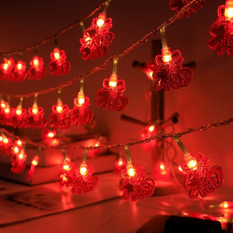 3/6メートル中国結赤ランタンfu新年装飾ledライトストリング花輪ホリデー照明ホーム装飾パーティー用品