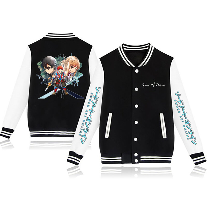 Jaket Bisbol Pasangan Online Seni Pedang Jaket Streetwear Anime Musim Gugur Universitas