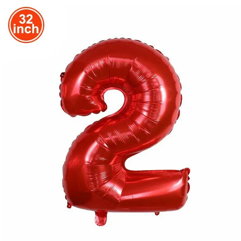 Balão de grandes números para solteira, balão vermelho, 32 ", 1, 2, 3, 4, 5, 6, 7, 8, 9, Racer, bola de aniversário, bola dourada