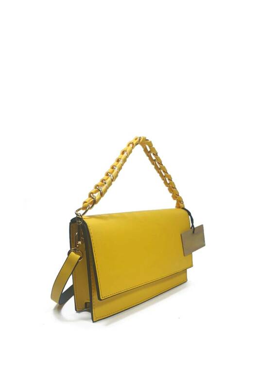 Sac à main jaune en maille avec chaîne, sac à bandoulière de taille Mini, luxueux, confortable et charmant, à la mode, 2021