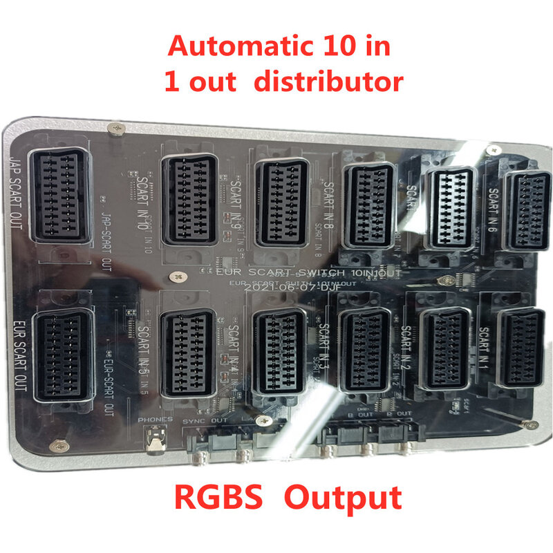 Commutateur automatique 10 entrées 1 sortie, SCART 10 voies (EUR) IN et 1 voie OUT (1 * sortie SCART EUR + 1 * sortie JI-SCART)