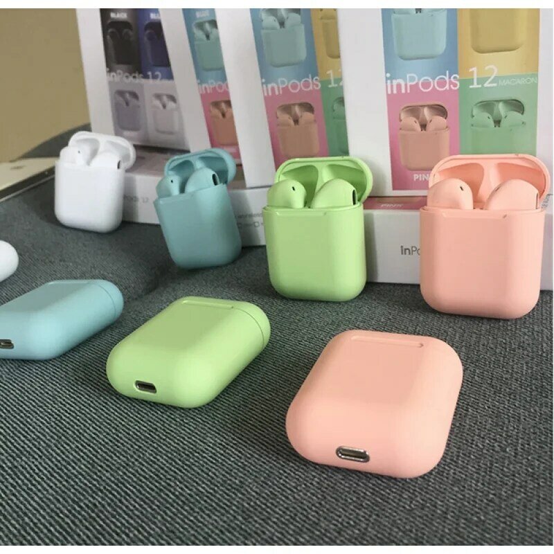 Inpods 12 Drahtlose Bluetooth kopfhörer Pastell farben (8 farben erhältlich) Macaron rosa, grün, gelb, blau, Schwarz