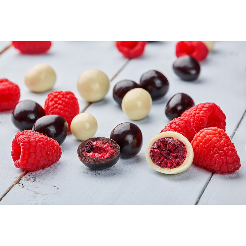 Raspberry in schokolade raw dunkle und weiße organische natürliche keine milch zucker lactose 500 gramm
