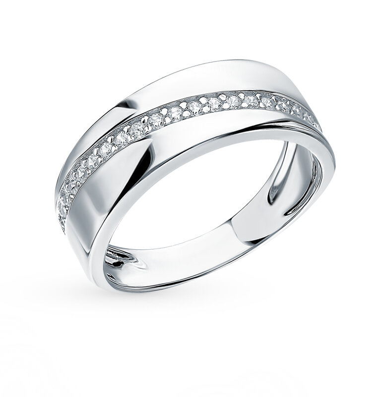 Серебряное кольцо с фианитами SUNLIGHT проба 925