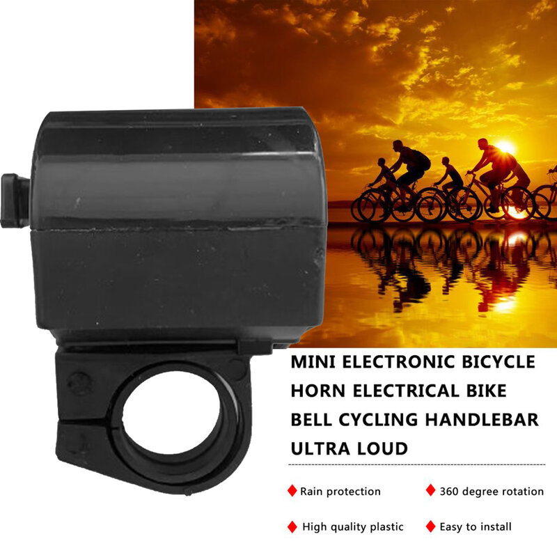 Mini bocina electrónica para bicicleta, campana para manillar de bicicleta eléctrica, anillo de alarma Ultra fuerte, alimentado por batería, rotación de 360 grados