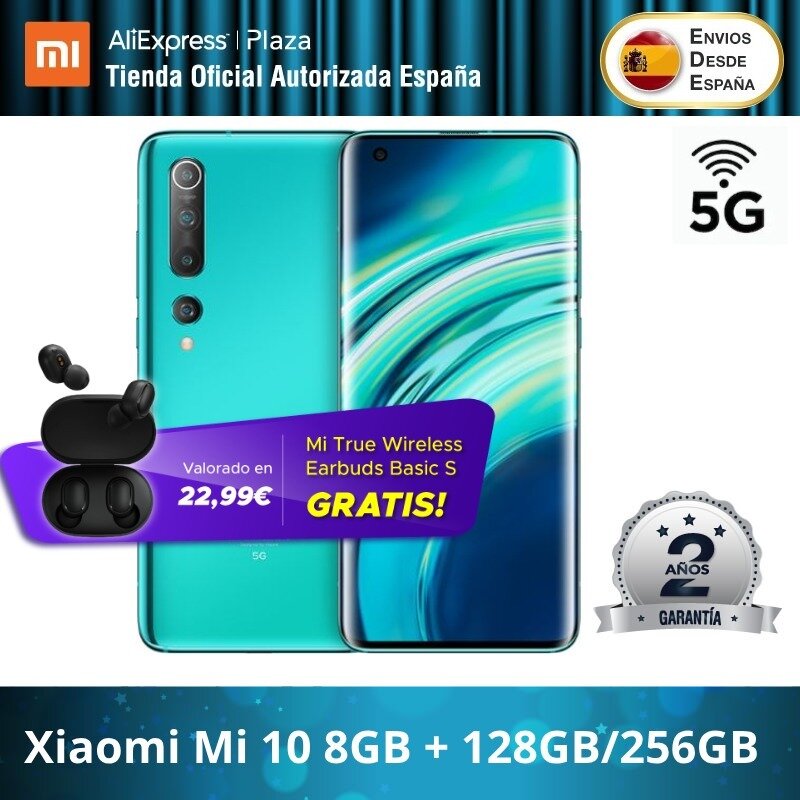 Xiaomi Mi 10 5G (128GB di ROM 8GB di RAM/ 256GB di ROM 8GB di RAM 4G/5G Snapdragon™865) [Teléfono Móvil Versión Globale para España]