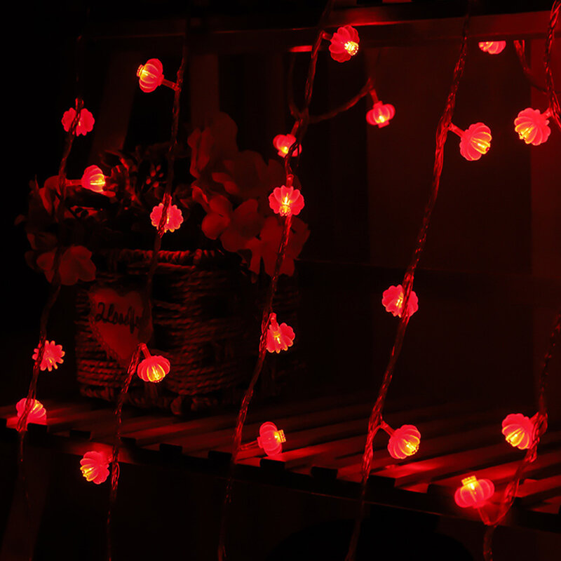 3/6メートル中国結赤ランタンfu新年装飾ledライトストリング花輪ホリデー照明ホーム装飾パーティー用品