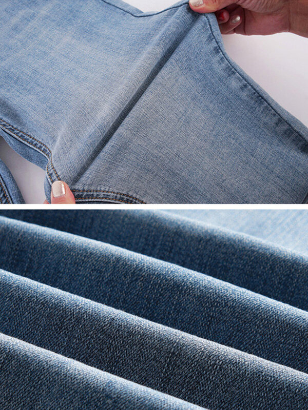 Calça jeans feminina de algodão de cintura alta, calça jeans casual de perna reta, roupa feminina, streetwear, fundo, 2023