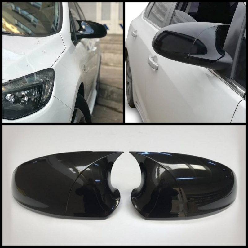 For Opel Astra J 2 Pieces ABS Plastic Bat Wing Mirror Covers Caps Rearview Mirror Case Cover Gloss Black Car Accessories
