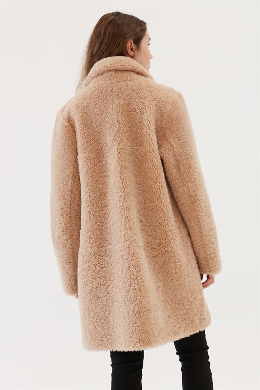 Casacos de corte feminino genuína pele de carneiro e pele de inverno casacos quentes nova temporada design vestuário produtos clássico couro de pelúcia