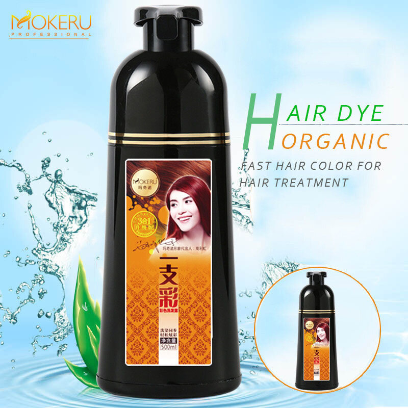 Shampoing colorant pour cheveux, crème colorante pour cheveux noirs, longue durée, extrait d'huile d'argan naturelle, organique, 500ML