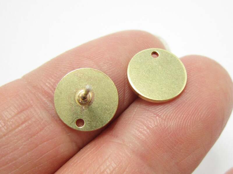 10pcs Round Earring Posts, Ear Studs,10mm, Brass Findings, Jewelry Making R1209