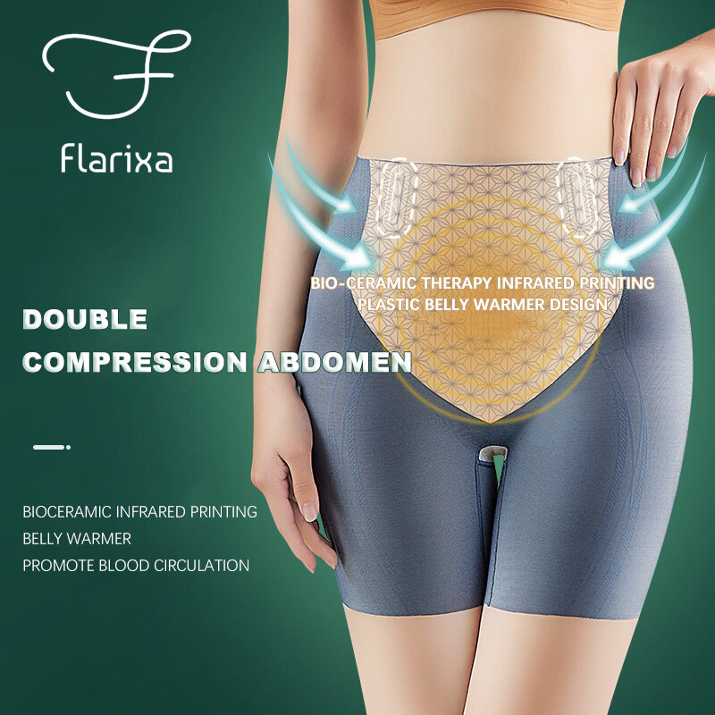 Flarixa New High Waist Flat Belly Panties Seamless Women's Shorts Under The Skirt Ice Silk Breathable Safety Shorts Boxer Briefs