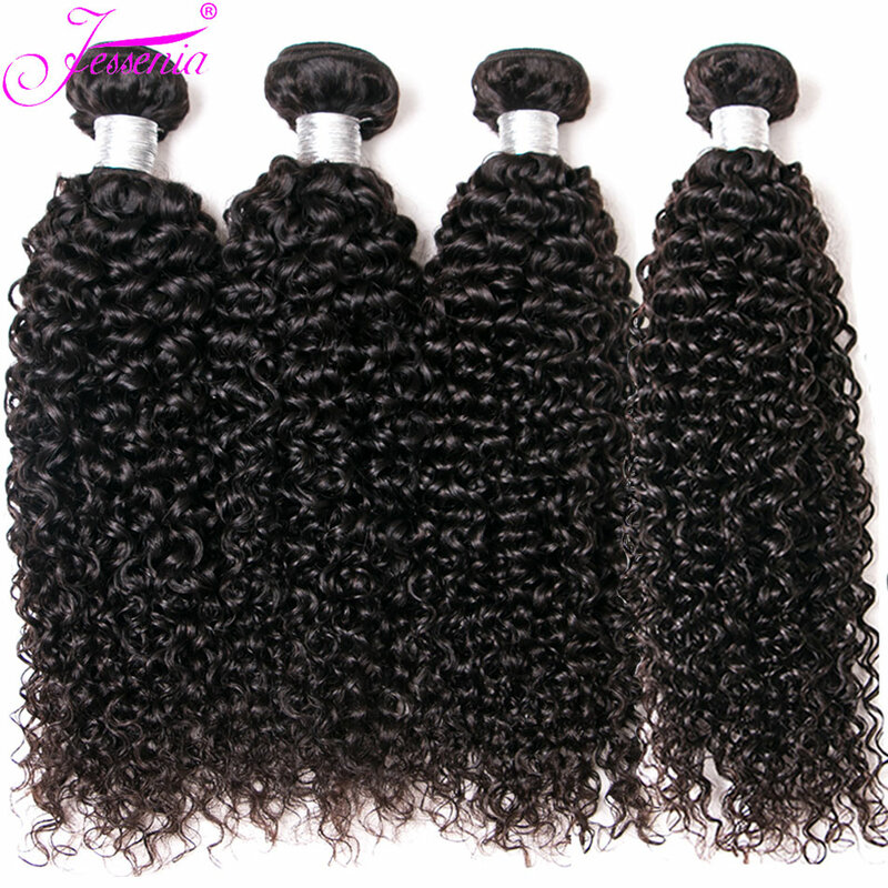 Extension de cheveux brésiliens crépus bouclés, cheveux vierges bruts, noir naturel, 100% fortis, tissage de cheveux humains, offres groupées, 3, 4, 8-26 po
