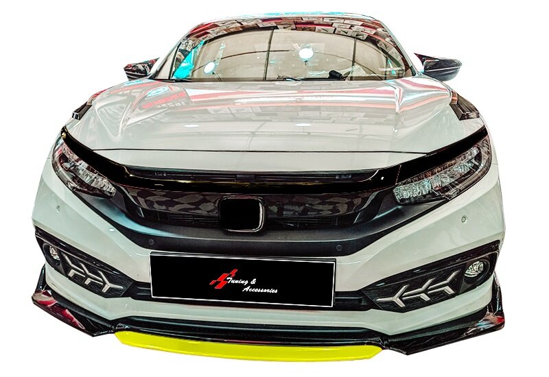 Voorbumper Lip Met Flap Plus V2 4 Stuks Voor Honda Civic FC5 2016 + Abs Auto Accessoires Splitter Spoiler diffuser Auto Tuning