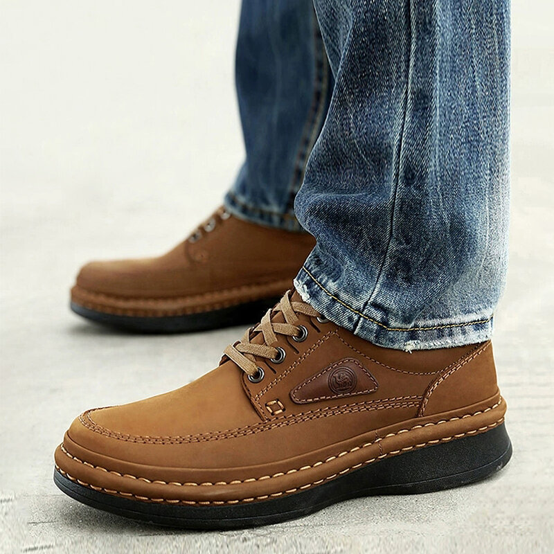 Goldencamel – chaussures en cuir véritable pour hommes, décontractées, élégantes, faites à la main, avec semelle épaisse