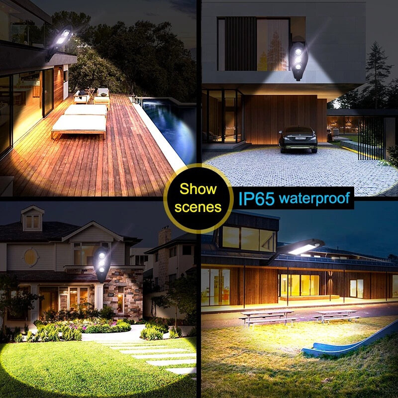 Lampioni solari lampada da esterno IP65 impermeabile crepuscolo all'alba sicurezza Led luce di inondazione per cortile giardino strade campo da basket