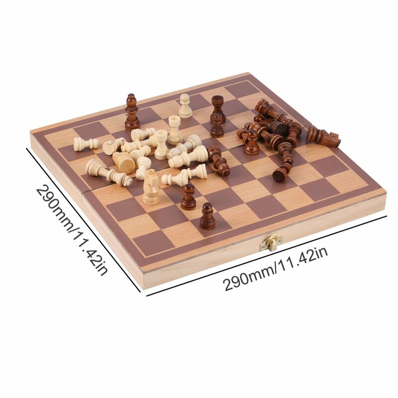Jogo de xadrez dobrável de madeira teste de dobramento magnético xadrez internacional viagem portátil desktop jogo de brinquedo xadrez conjunto