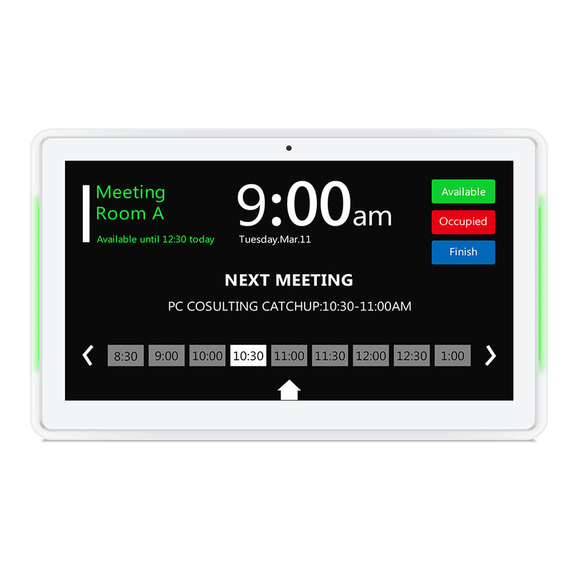 Tablette murale avec barres LED, 10.1 pouces, Android 8.1, PoE, pour salle de conférence, affichage du calendrier, open source