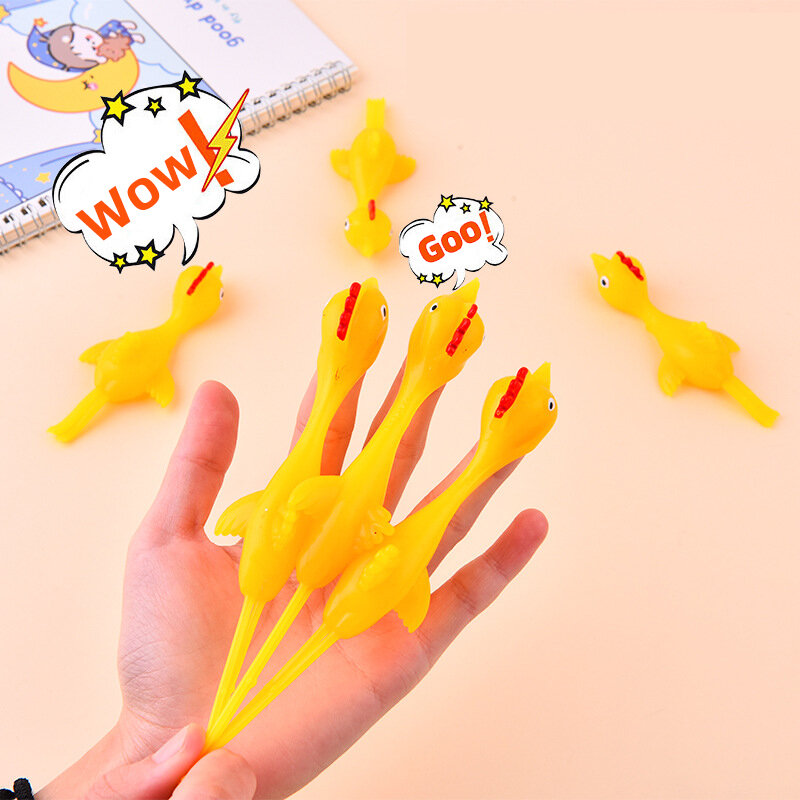 Elastic Flying Finger Sticky Descompressão Toy, Catapult Lançamento Turquia Divertida e Tricky, Slingshot Chick, Pratique Frango e Aves, 20pcs