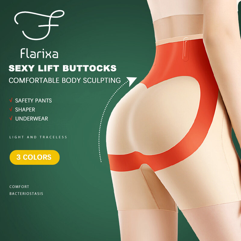 FLIREXA-シームレスな女性用下着,ハイウエスト,シルク,安全パンツ,通気性,痩身,下着
