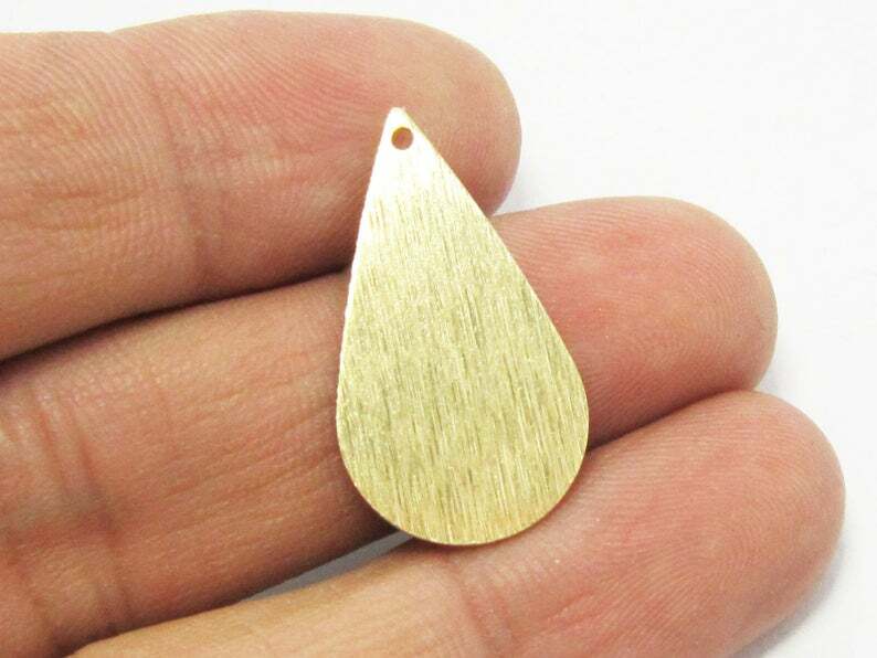 30pcs Textured Drop Earring Charms, Teardrop Brass Findings, 27x15x0.5mm, Necklace Pendant, Jewelry Making Supplies R617