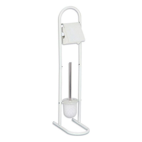 Toilet Paper Holder with Brush Stand Confortime Metal White