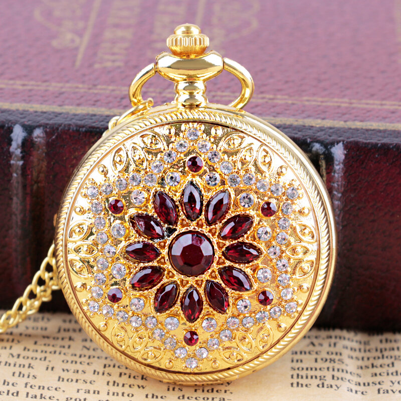 Gold Luxus Premium Digital Display Quarz Taschenuhr Damen Vintage Elegante Anhänger Halskette Beste Geschenk reloj de bolsillo
