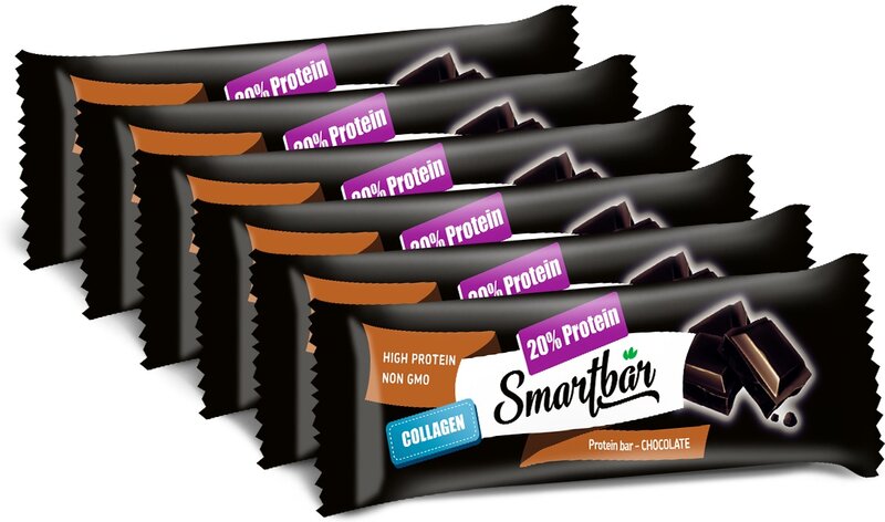 Barres protéinées-Double chocolat en glaçure noire, protéines smartbar 40g., (6 pièces)