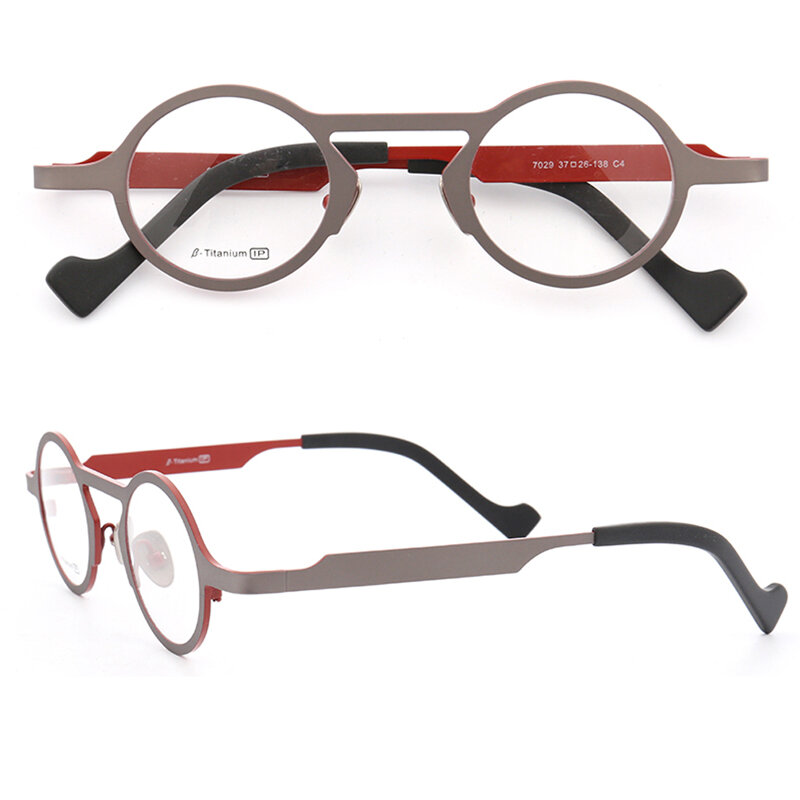 กรอบแว่นตาไทเทเนียมทรงกลมสำหรับผู้หญิงน้ำหนักเบาวินเทจผู้ชายแว่นตาแนววินเทจกรอบแว่นตาโลหะฮิปสเตอร์