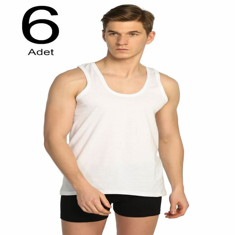 Tutku-6 팩 클래식 남성용 언더셔츠, 화이트 색상 100% 면 남성 속옷 언더 셔츠 빠른 무료 배송